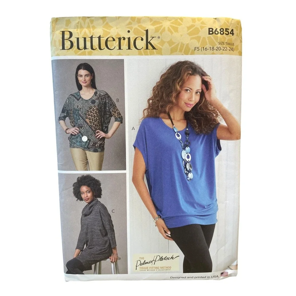 Butterick Sewing Pattern B6854 Misses Tops Tunic Size 16-24 Multicolor Uncut